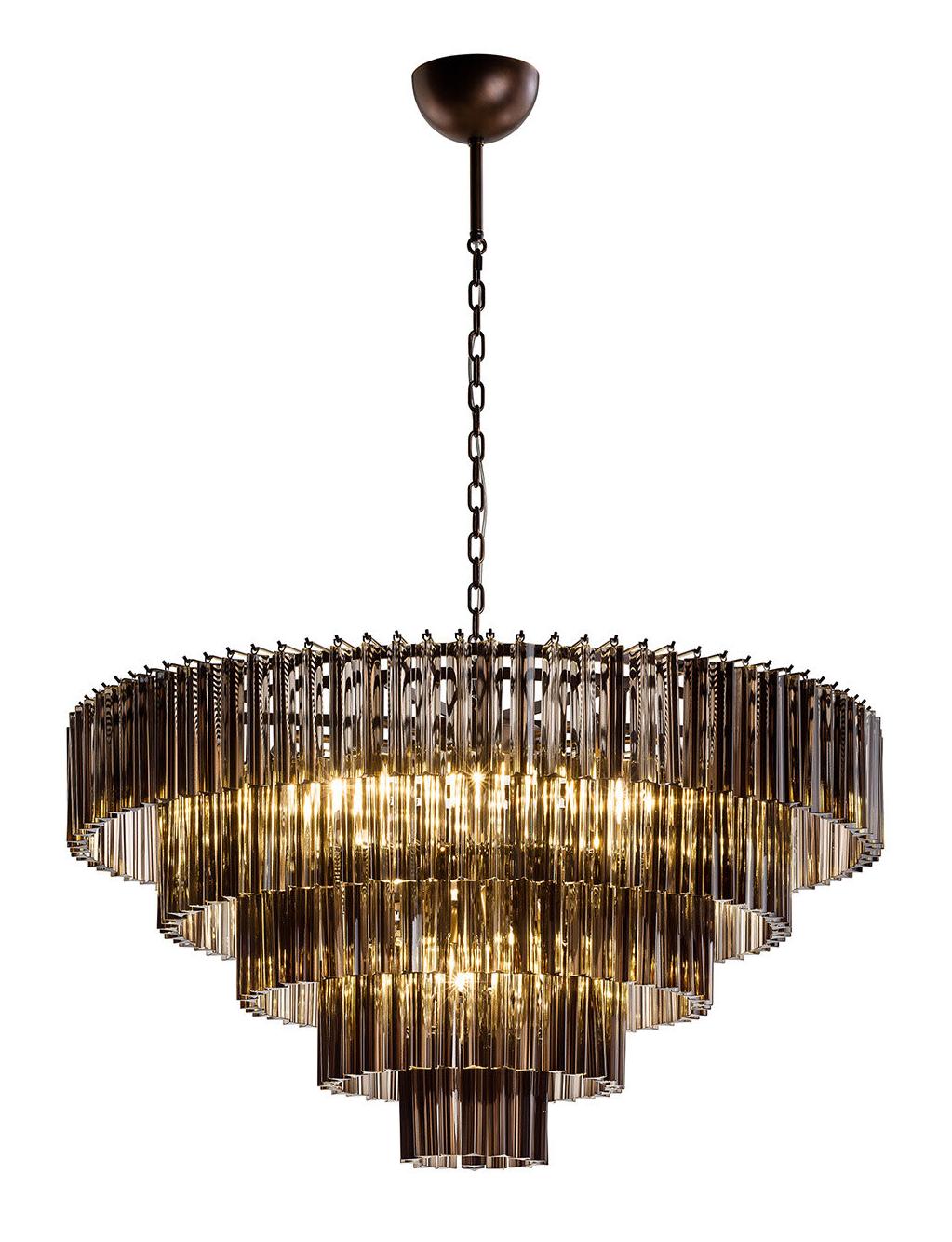 Lustre rond avec trihedrons fumés chocolat