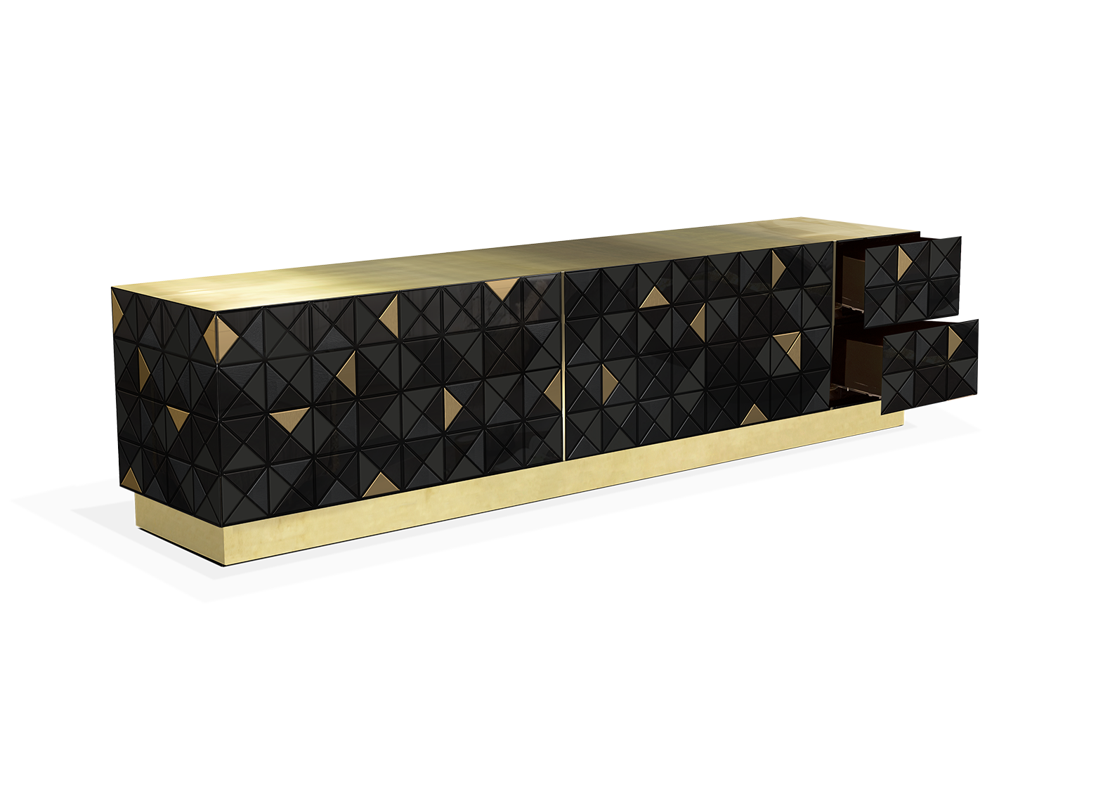 Meuble TV Mosaic noir et or