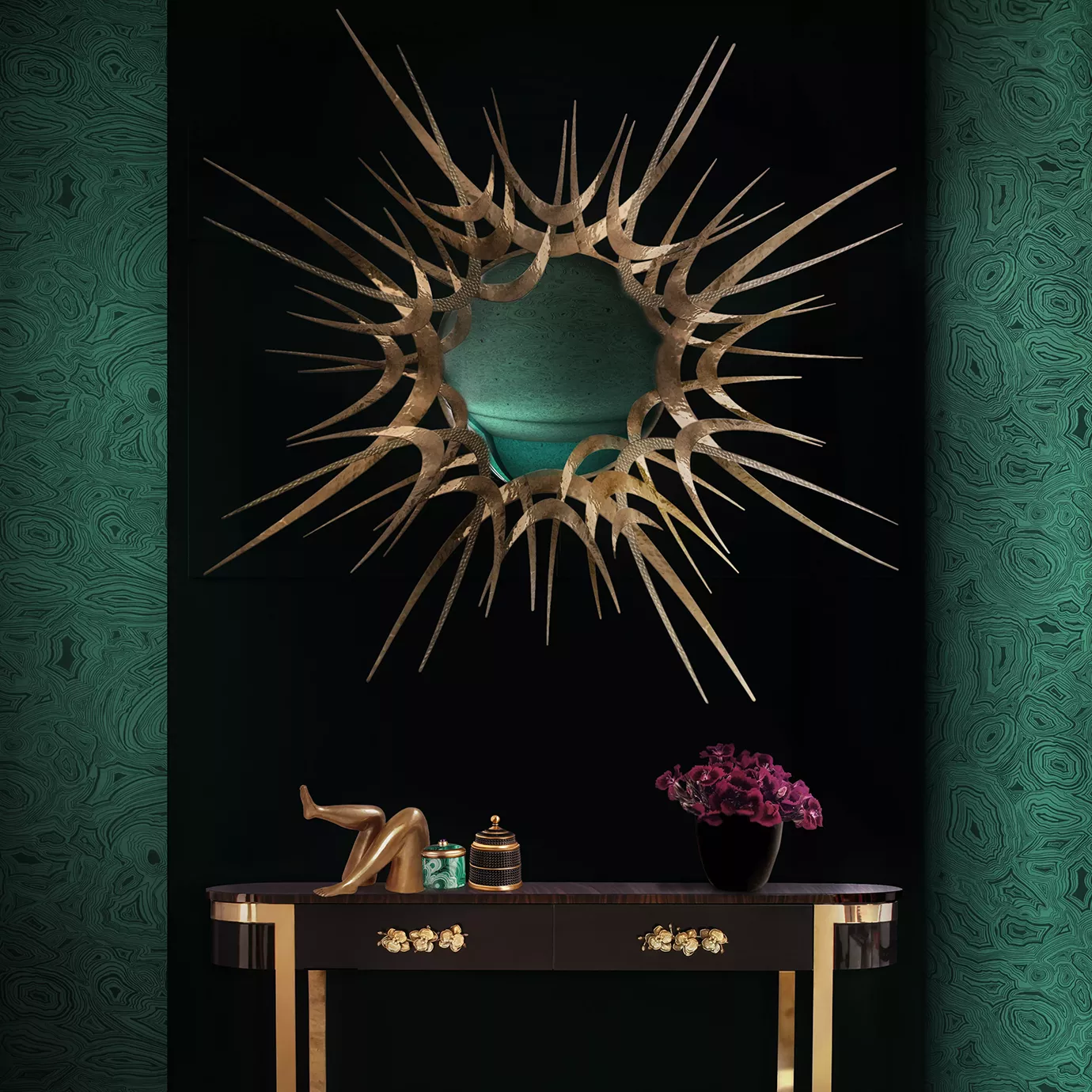 Miroir mural doré