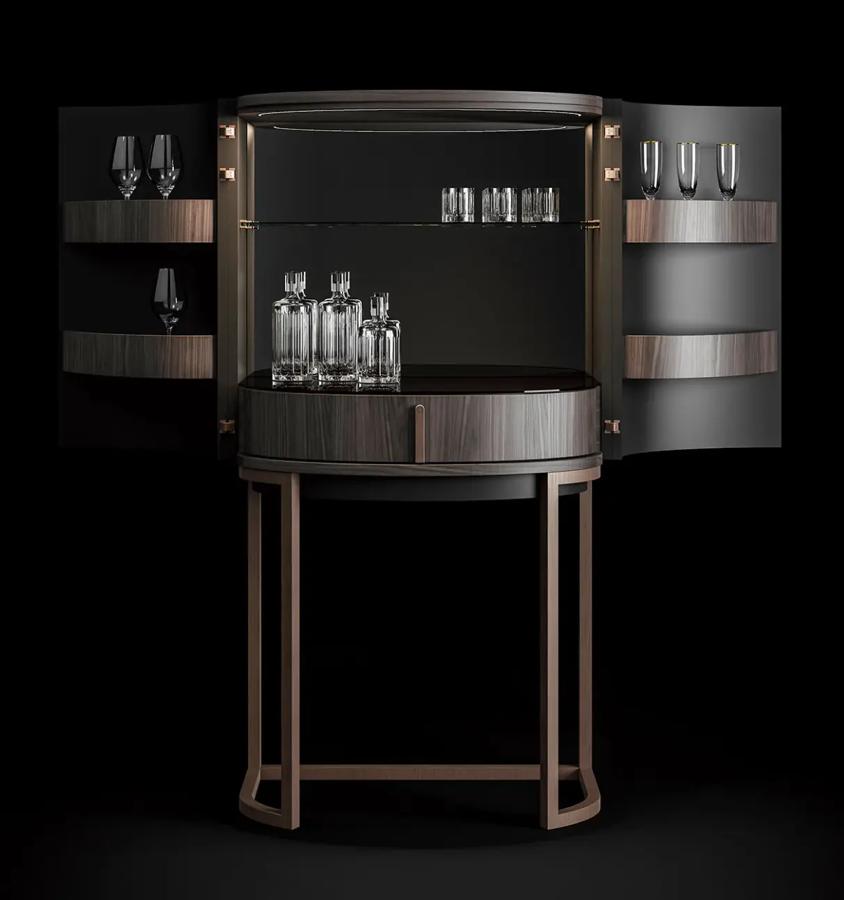 Meuble bar courbé