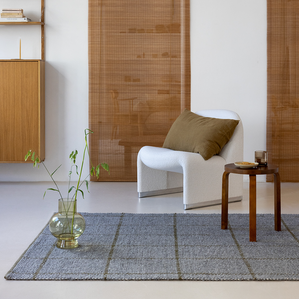 Tapis Craft Matter Check ardoise/olive | Taille: 160 × 230 cm