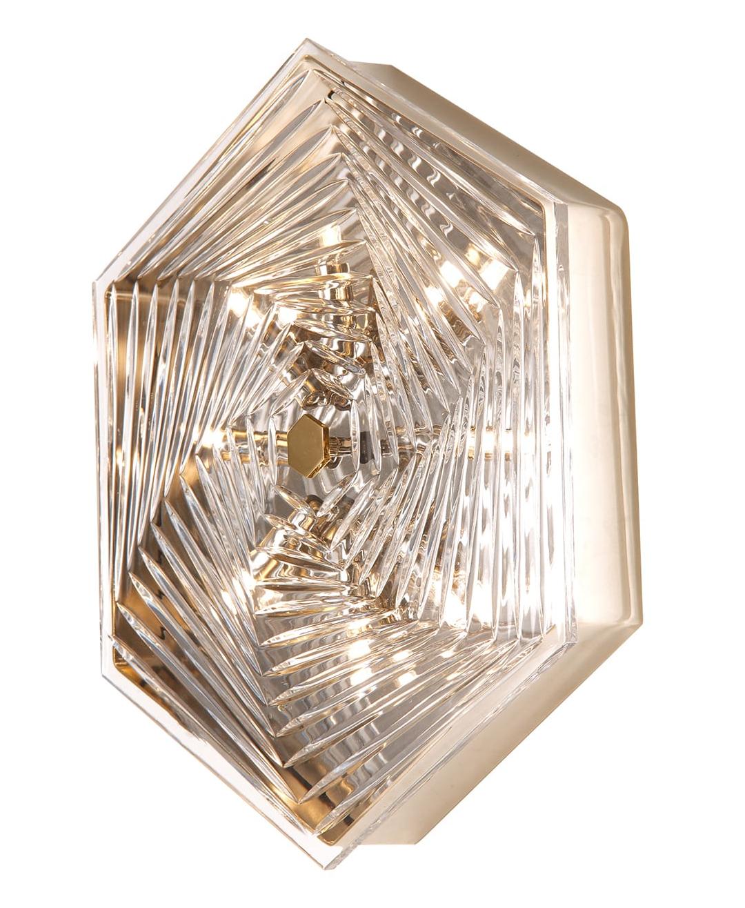 Grote zeshoekige messing wand- en plafondlamp