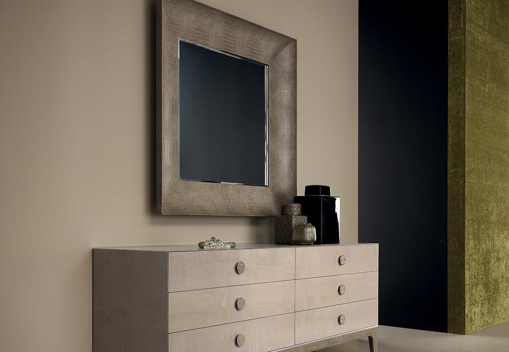 Miroir mural à cadre en cuir