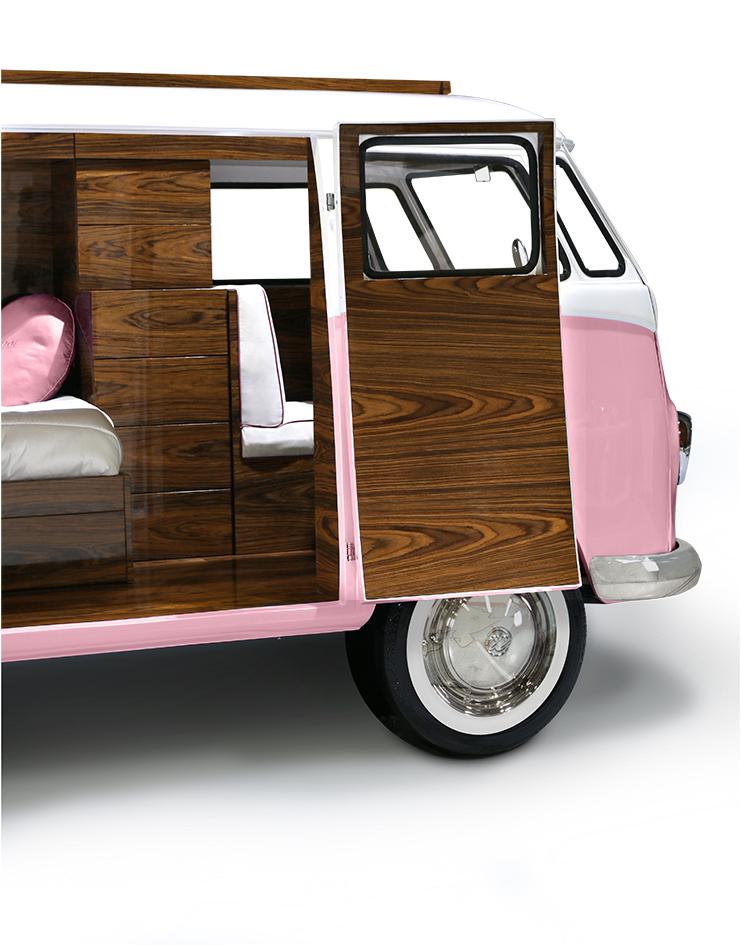 Ensemble de lit caravane Voyageur rose