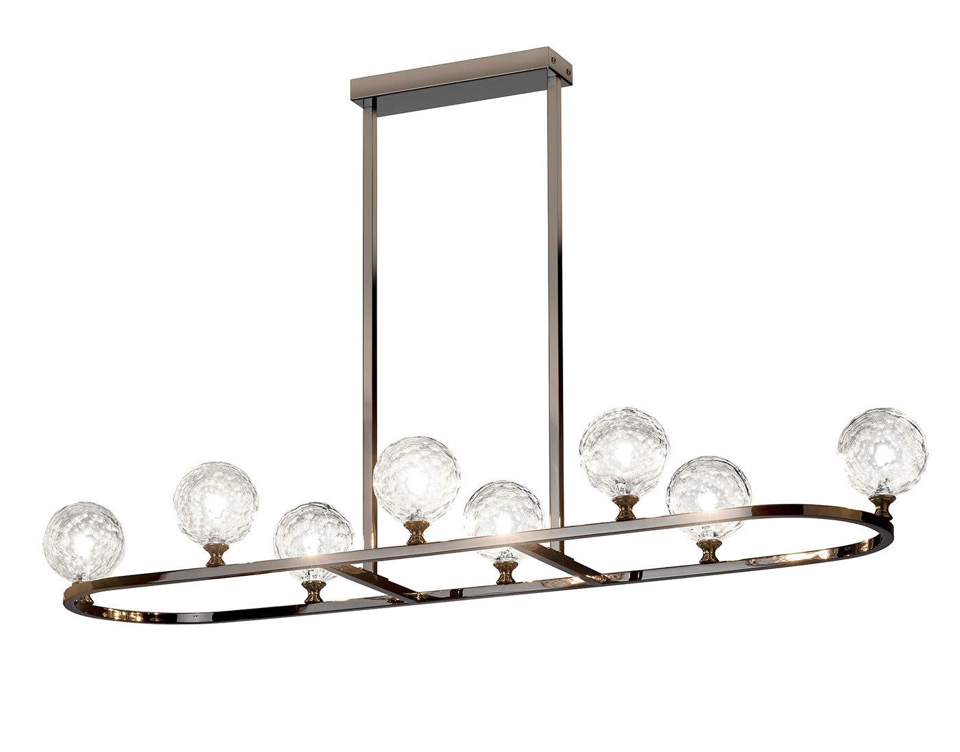 Lustre en nickel noir avec sphères en Pyrex miel