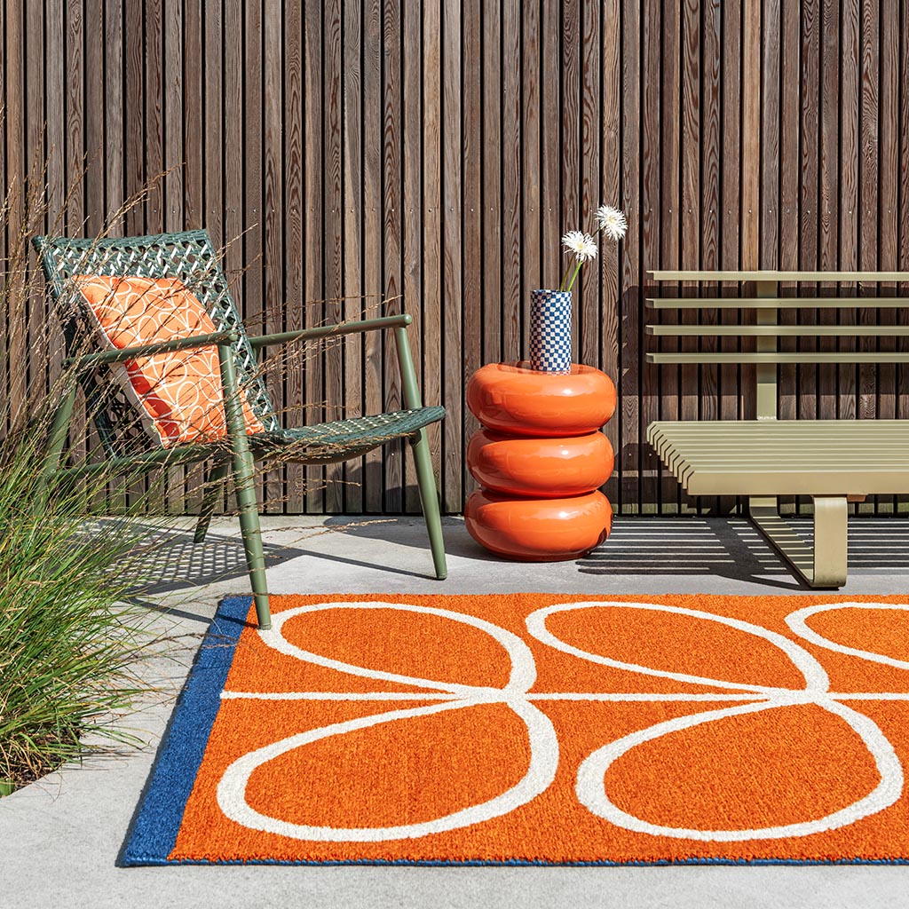 Linear Stem oranje outdoor vloerkleed | Maat: 250 × 350 cm