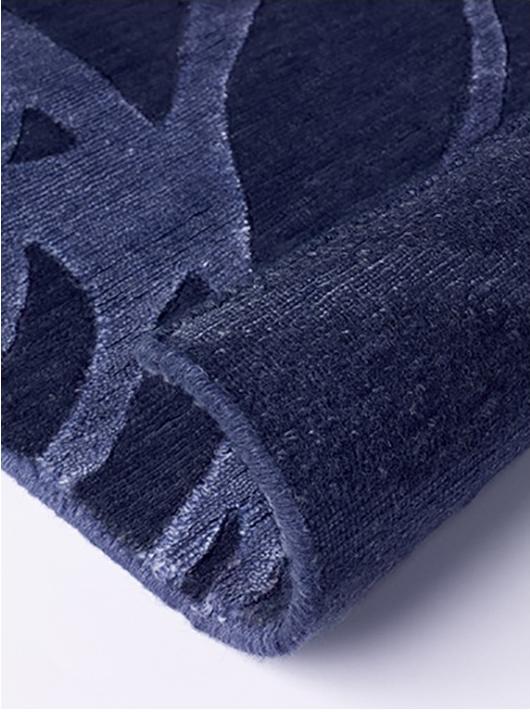 Modern handgeknoopt blauw vloerkleed
