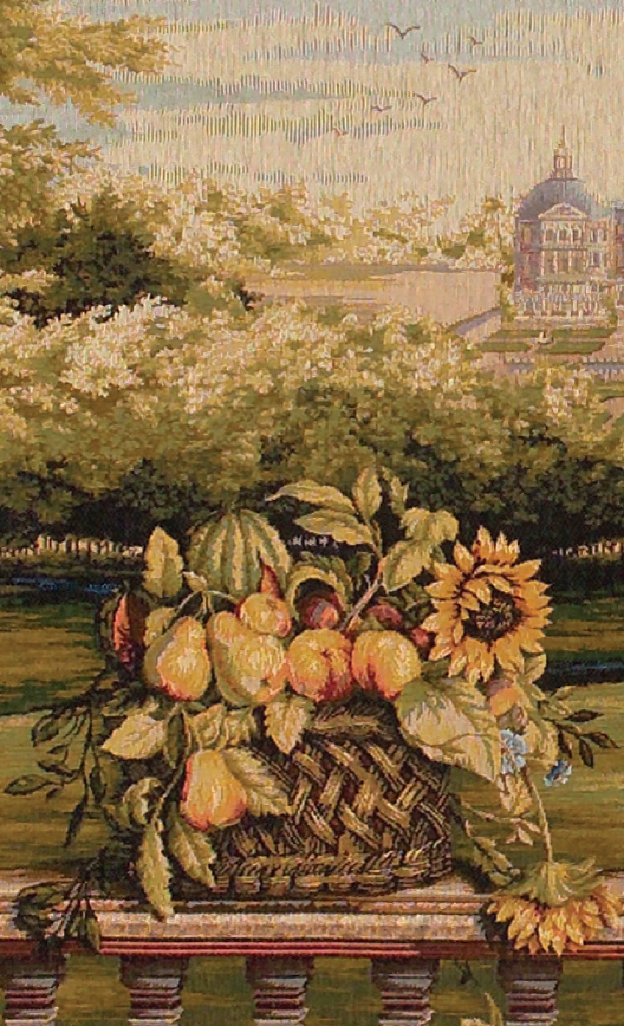 Terras bij het kasteel wandtapijt | Maat: 150 × 200 cm Terras bij het kasteel wandtapijt | Maat: 150 × 200 cm