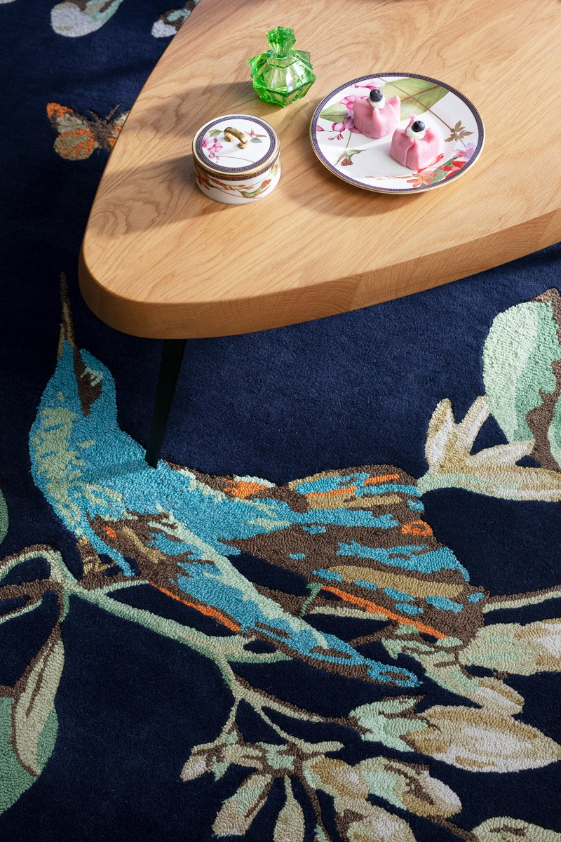 Hummingbird marineblauw tapijt | Maat: 120 × 180 cm