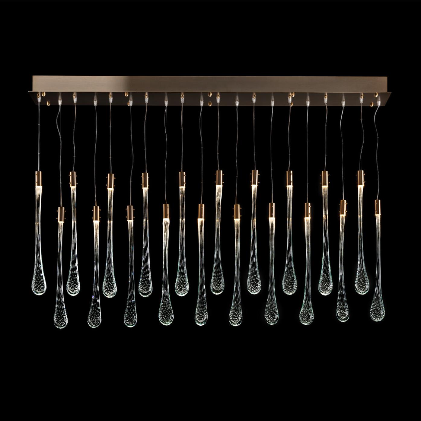 Lustre cascade en gouttes de verre de Murano