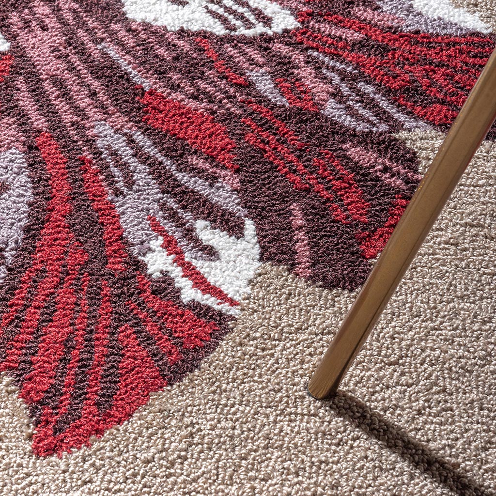 Tapis d’extérieur Botanical Tulip beige/rouge | Taille: 250 × 350 cm