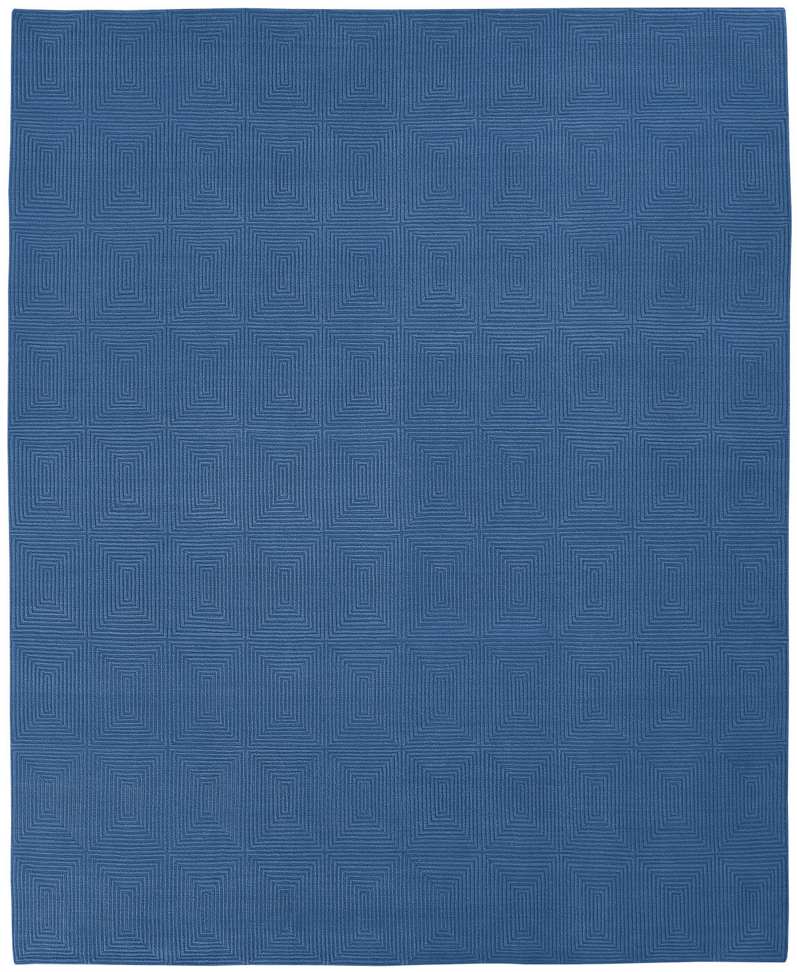 Deep Square blauw vloerkleed