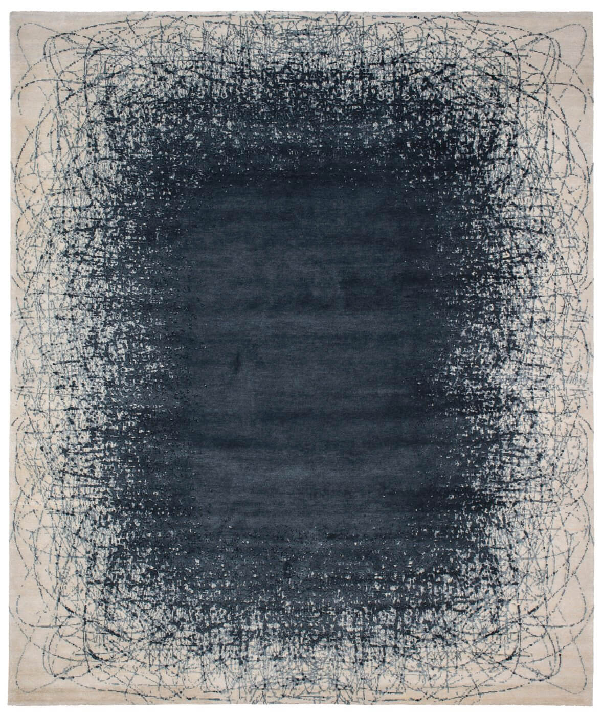 Ballpoint Art 6 donkerblauw wit vloerkleed