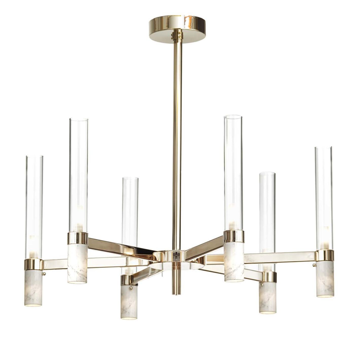 Carrara marmeren kroonluchter met gouden afwerking