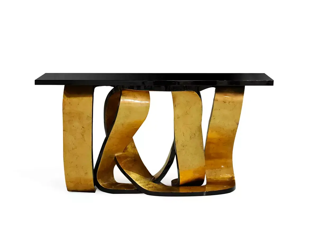 Console dorée à la feuille Ribbon