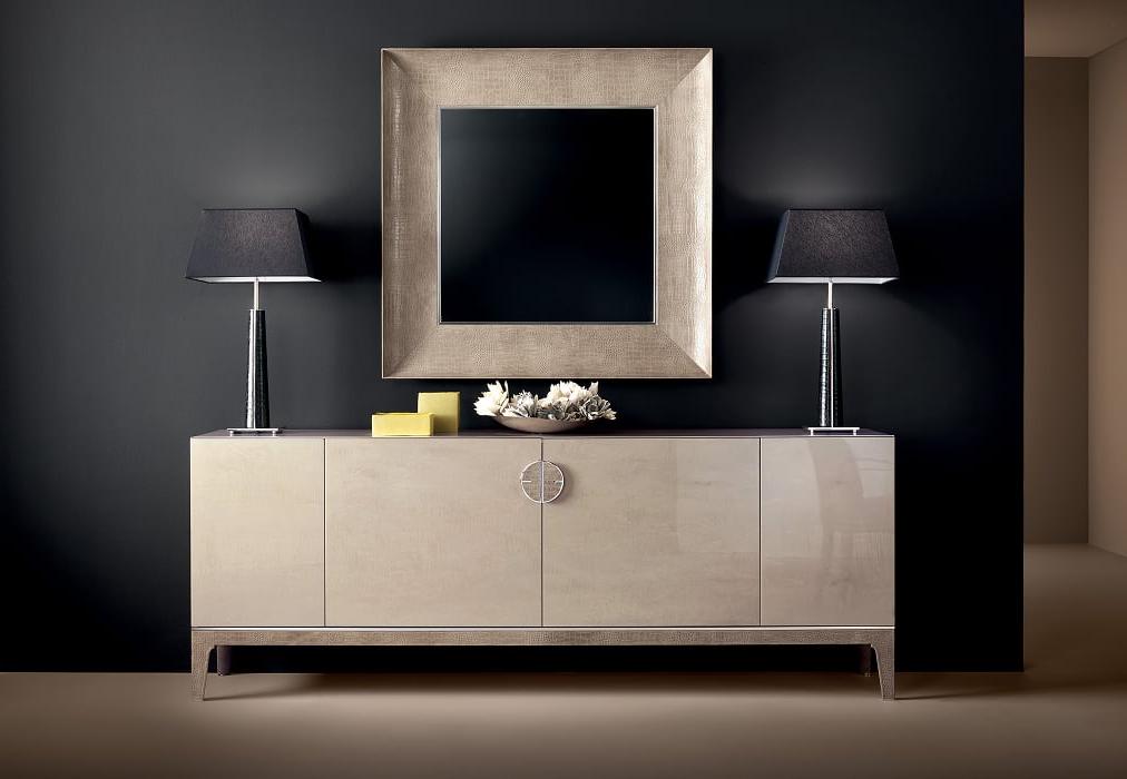 Miroir mural à cadre en cuir