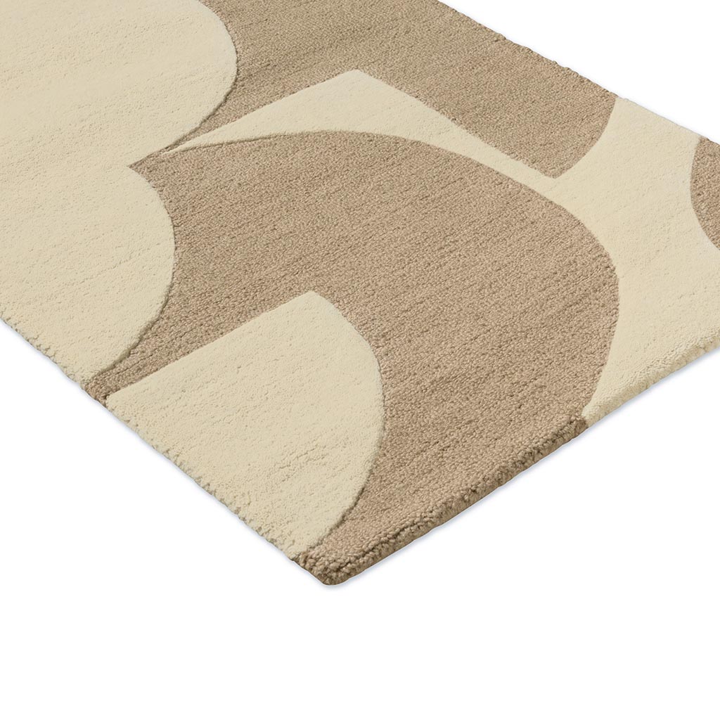 Prism Flower champignon ecru ambachtelijk vloerkleed | Maat: 67 × 230 cm
