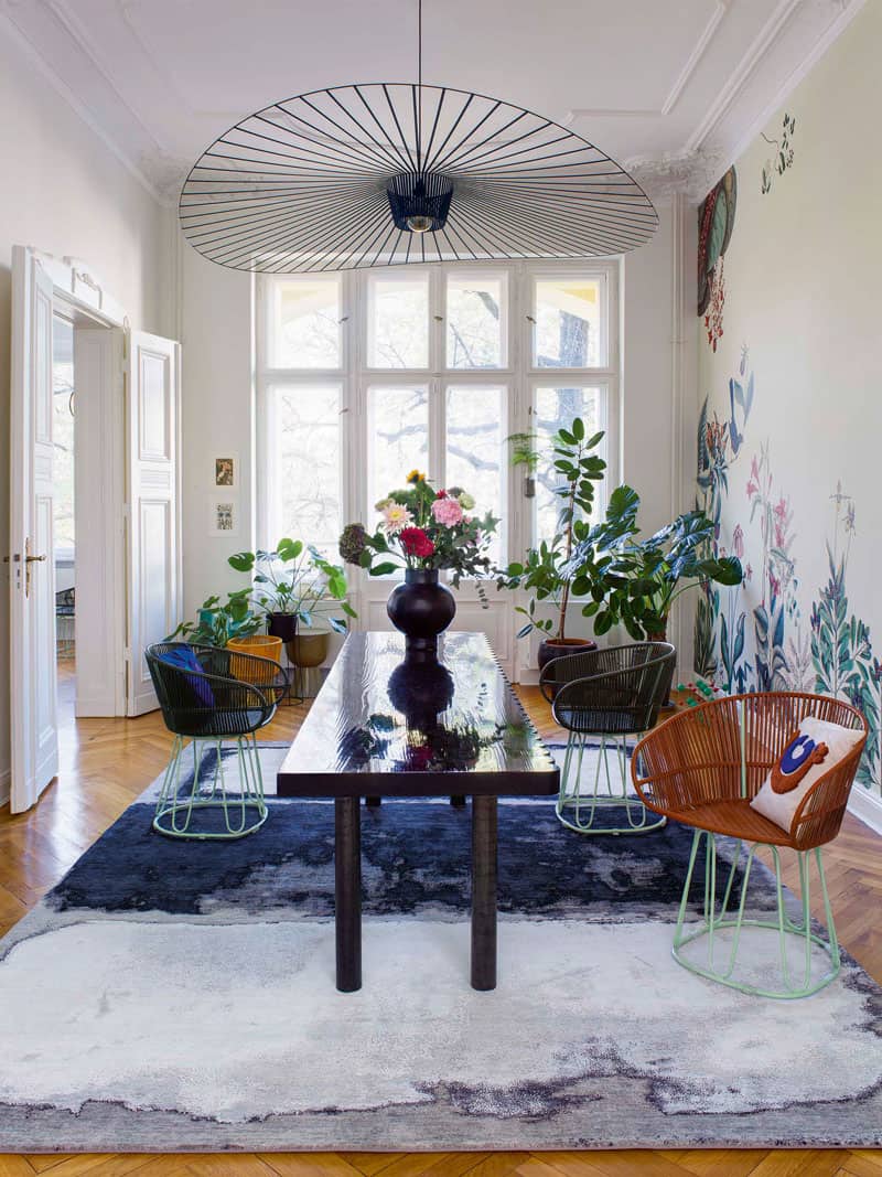 Tapis de luxe fait main Argent noir
