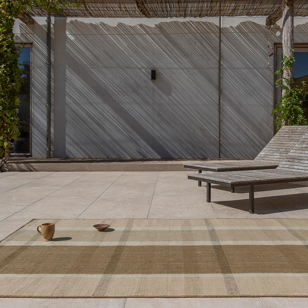 Zona cashew blokstreep outdoor tapijt | Maat: 200 × 280 cm