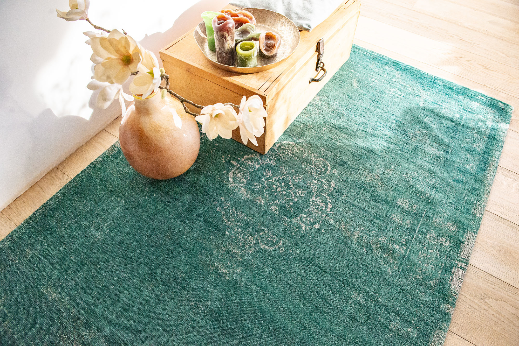 Vintage Style mineraal zwart vloerkleed