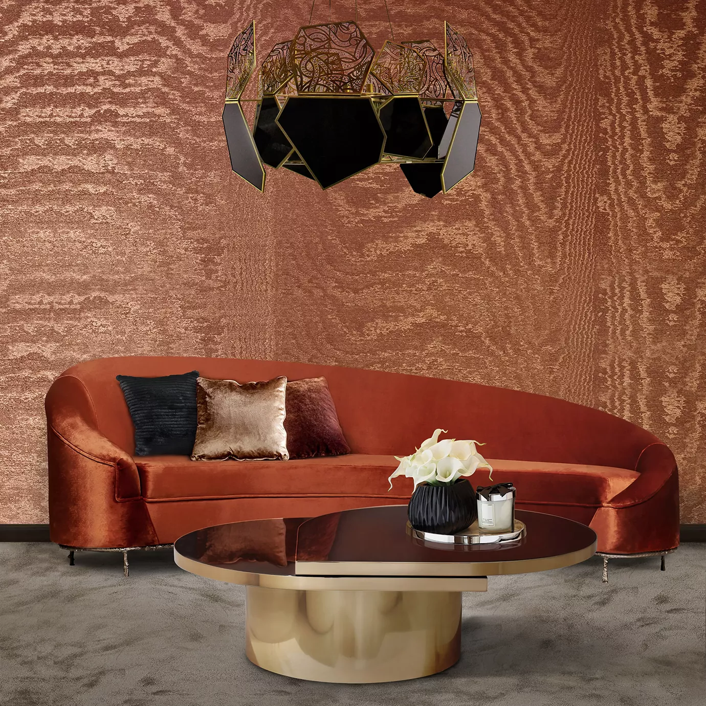 Hypnotique bronzen glazen kroonluchter
