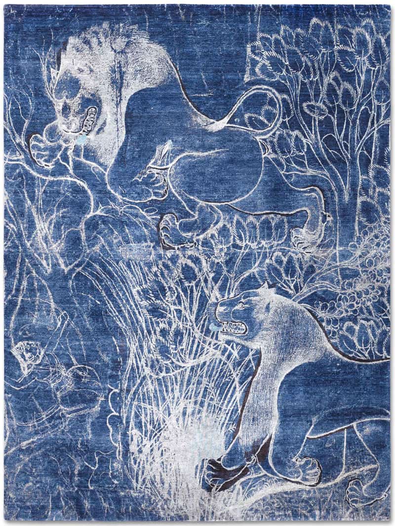 Tapis tissé main Two Lions Navy