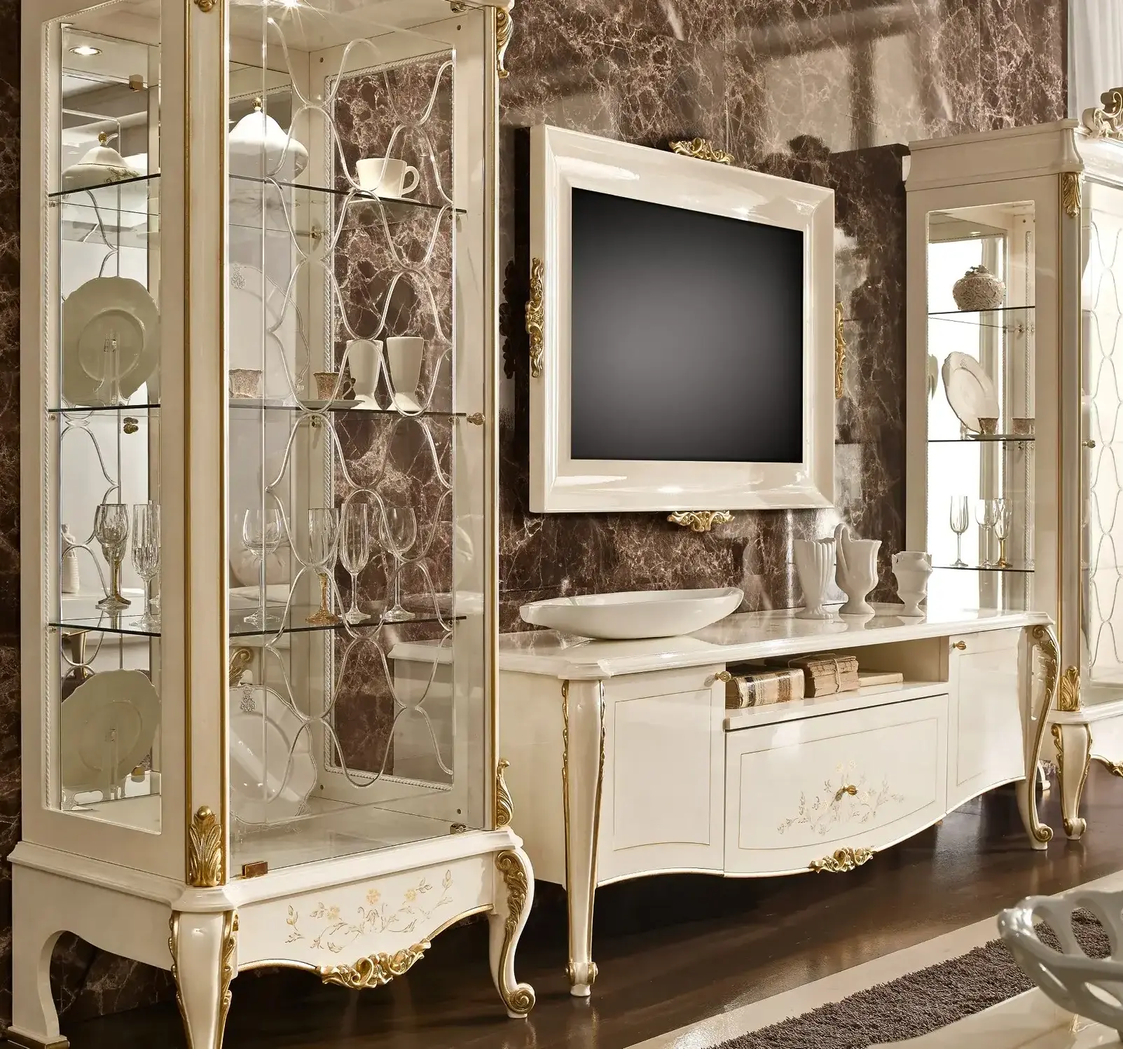 Meuble TV ivoire italien | Configuration: Zonder frame Meuble TV ivoire italien | Configuration: Zonder frame