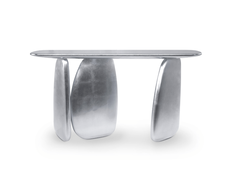 Sculpturale zilveren console