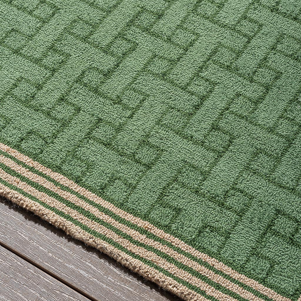 Monogram groen outdoor vloerkleed | Maat: 250 × 350 cm