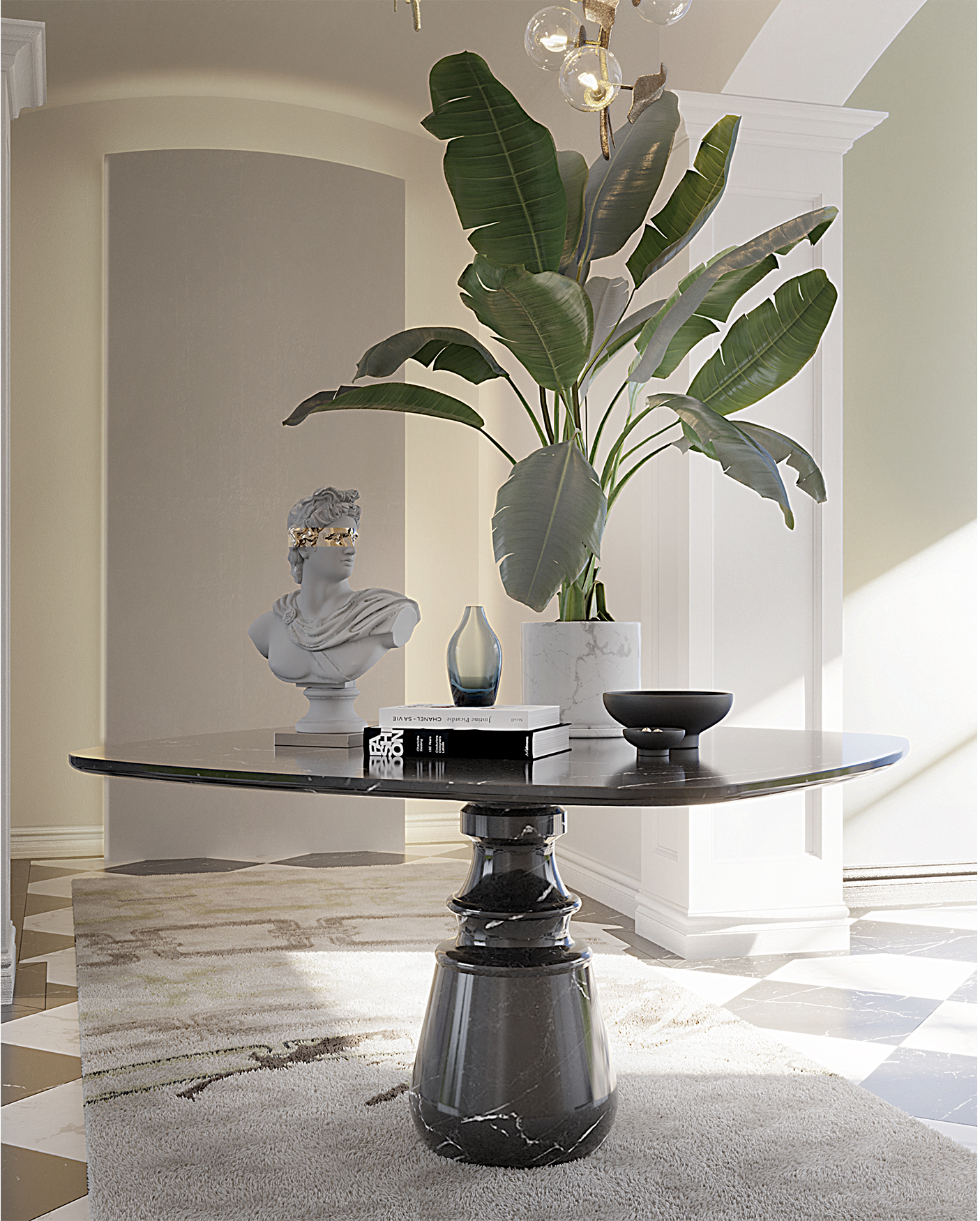 Table carrée Obsidian Nero Marquina