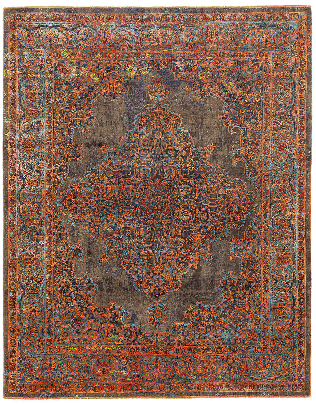 Tapis Tabriz Fashion Artwork 8 brun orange en soie | Taille: 300 × 400 cm