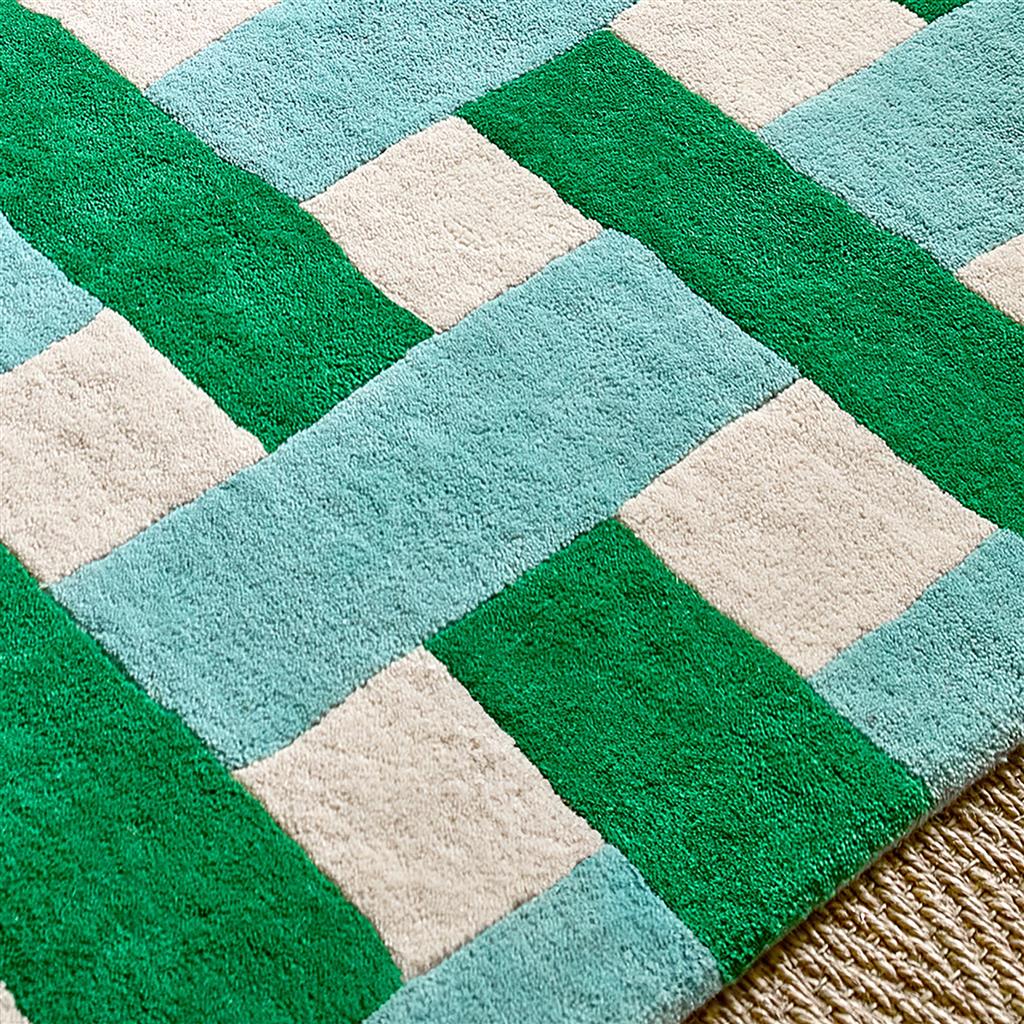 Tapis Basket Weave émeraude/aigue-marine | Taille: 140 × 200 cm