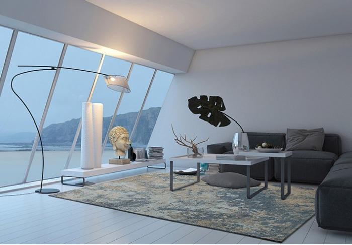 Deco abstract groen blauw tapijt | Maat: 160 × 235 cm