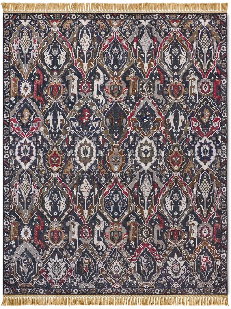 KavaBagh zwart handgemaakt luxe vloerkleed