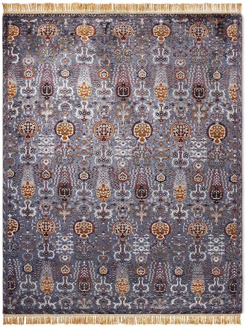 Tapis de luxe fait main Isfahan anthracite