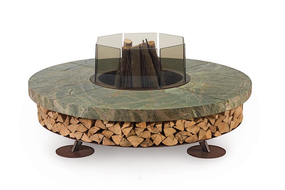 Ercole marmer vuurplaats | Afwerking: Bruin | Afmetingen: Ø 250 cm
