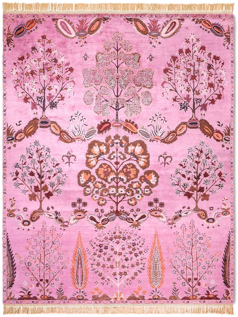 Tapis de luxe fait main Mughal rose