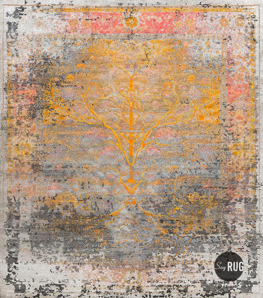 Faded Tree tapijt | Maat: 400 × 400 cm