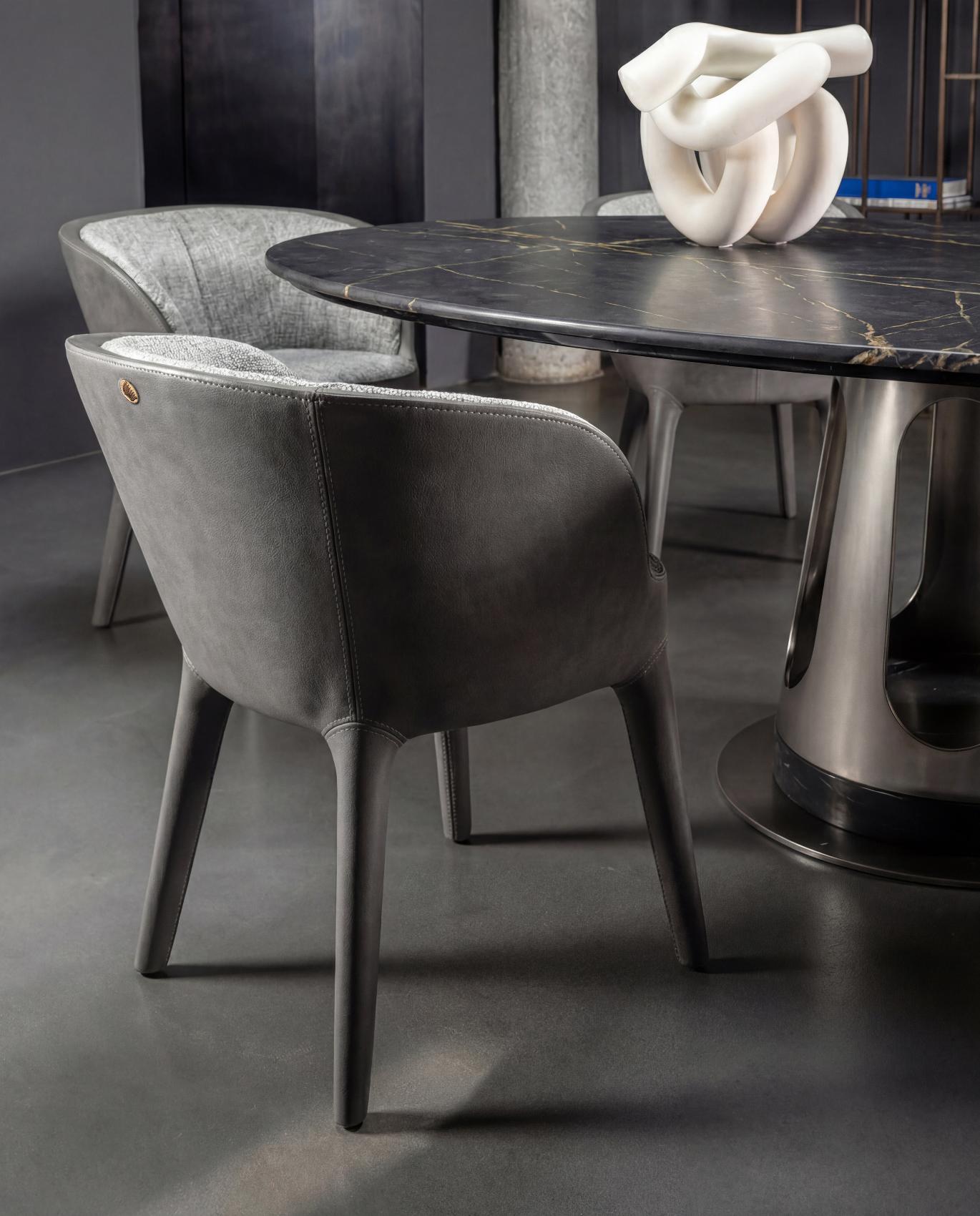 Table à manger Aura avec plateau en marbre
