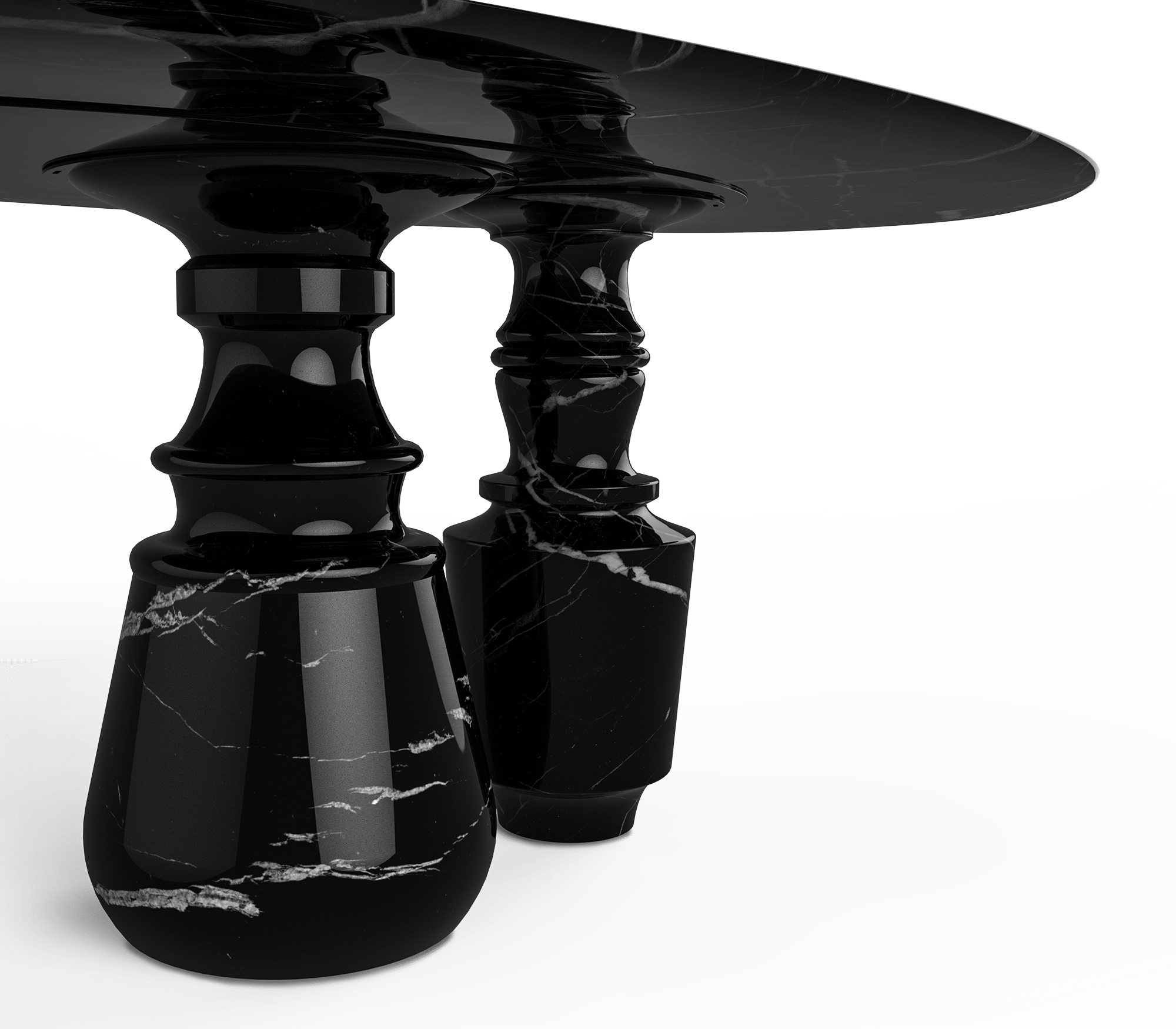 Obsidian ovale Nero Marquina eettafel