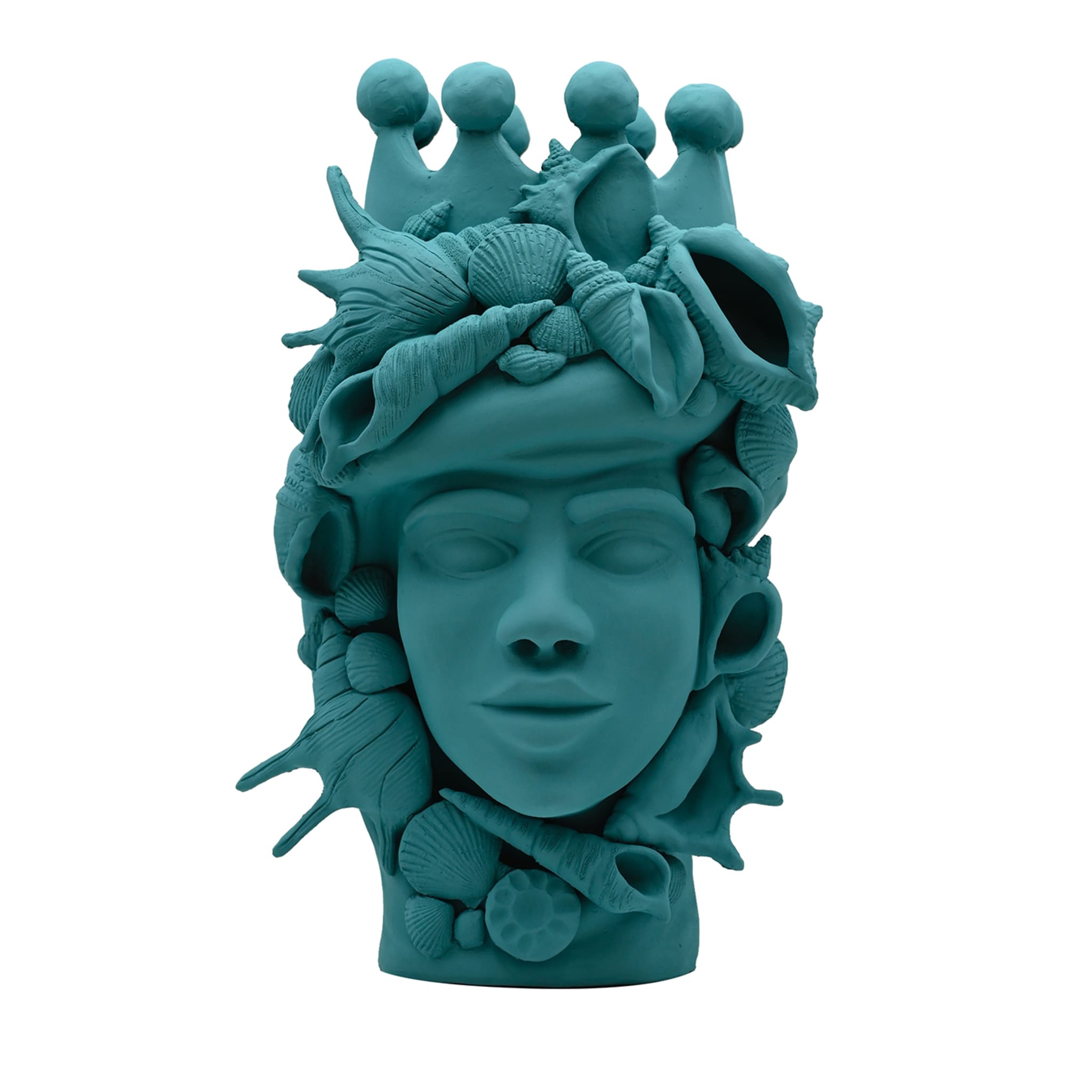 Moorkop petrol handgemaakte sculptuur