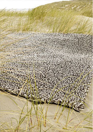 Gravel zwart-wit vilt wollen hoogpolig tapijt | Maat: 250 × 350 cm