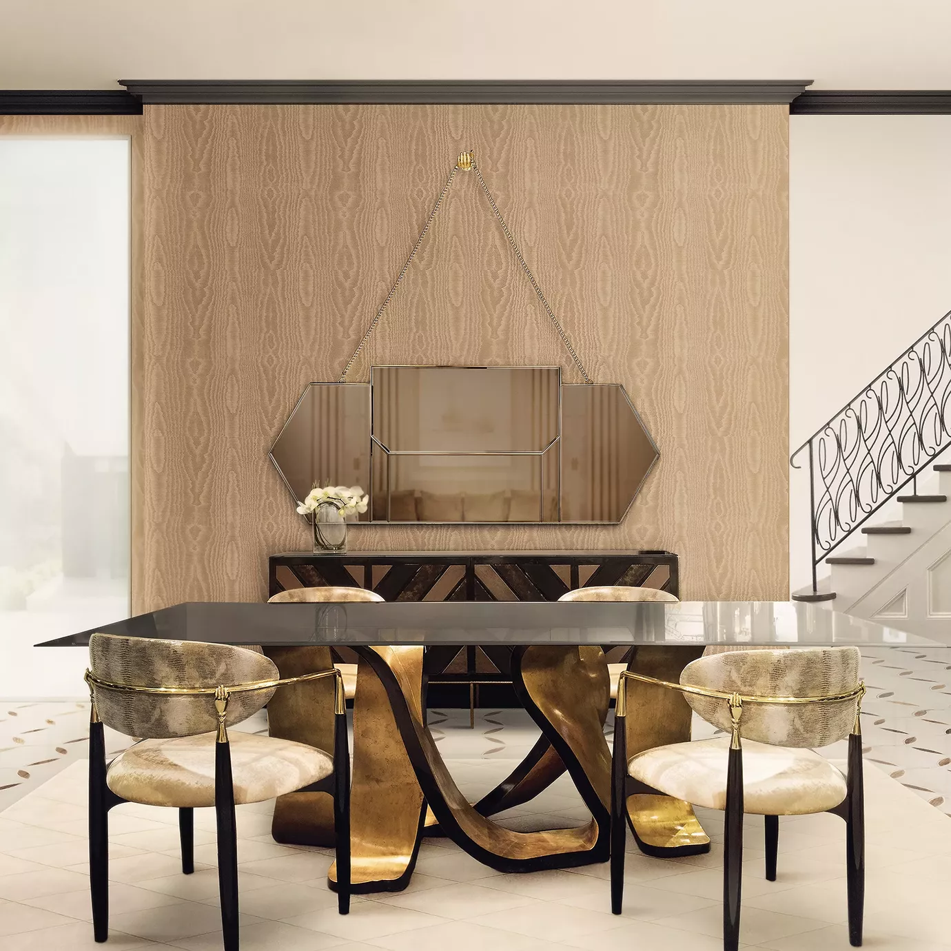Ribbon goudblad eettafel