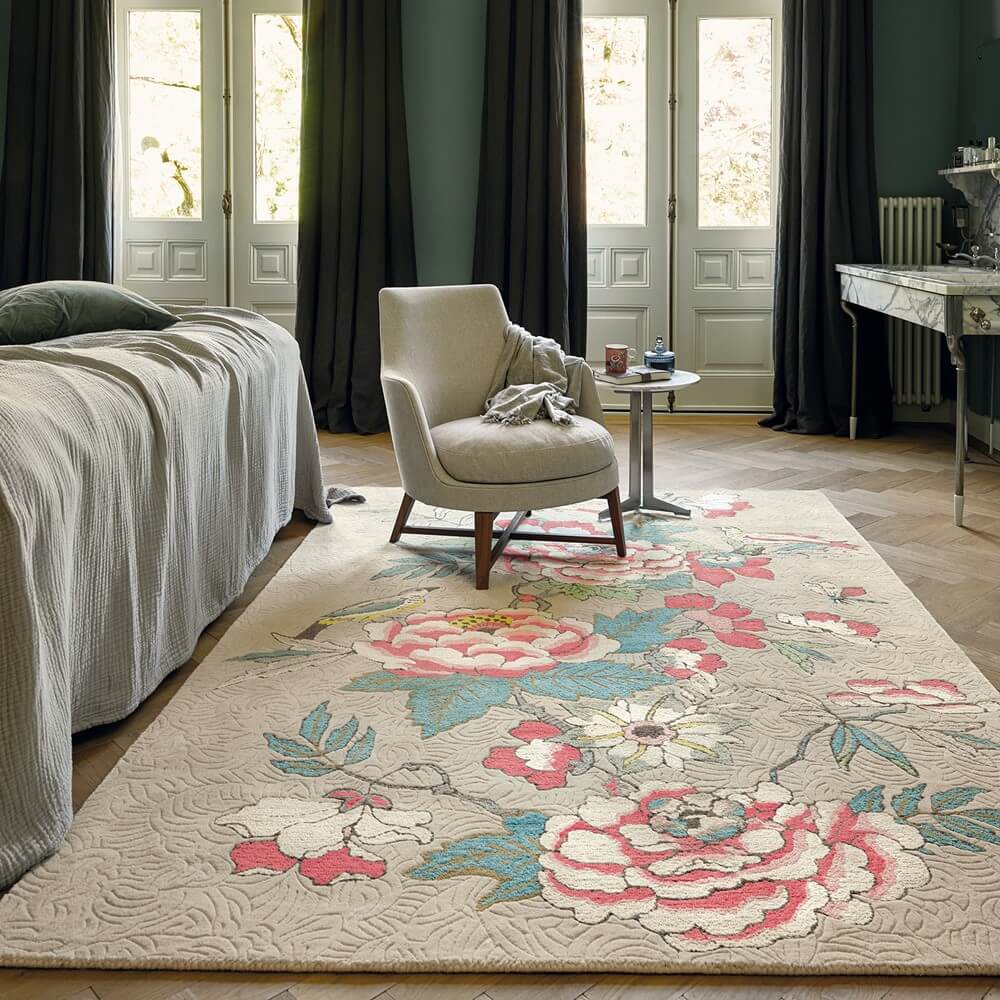 Paeonia koraal tapijt | Maat: 120 × 180 cm