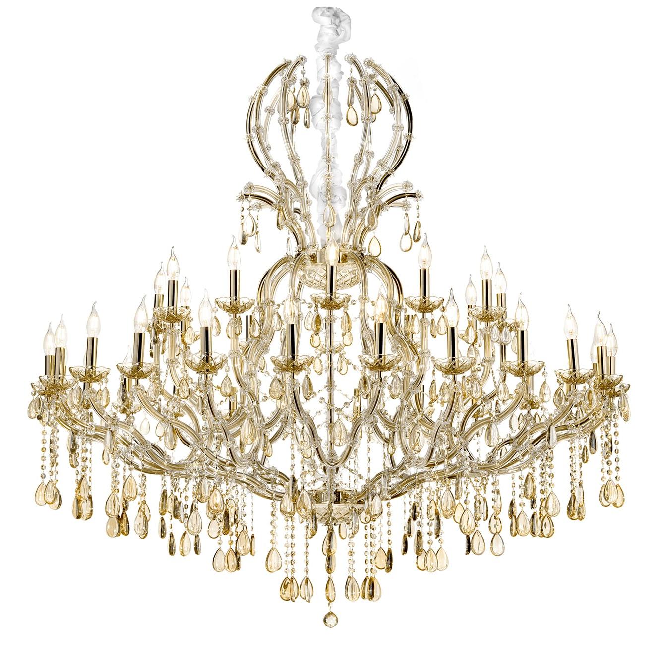Lustre Mariateresa avec gouttes en verre miel