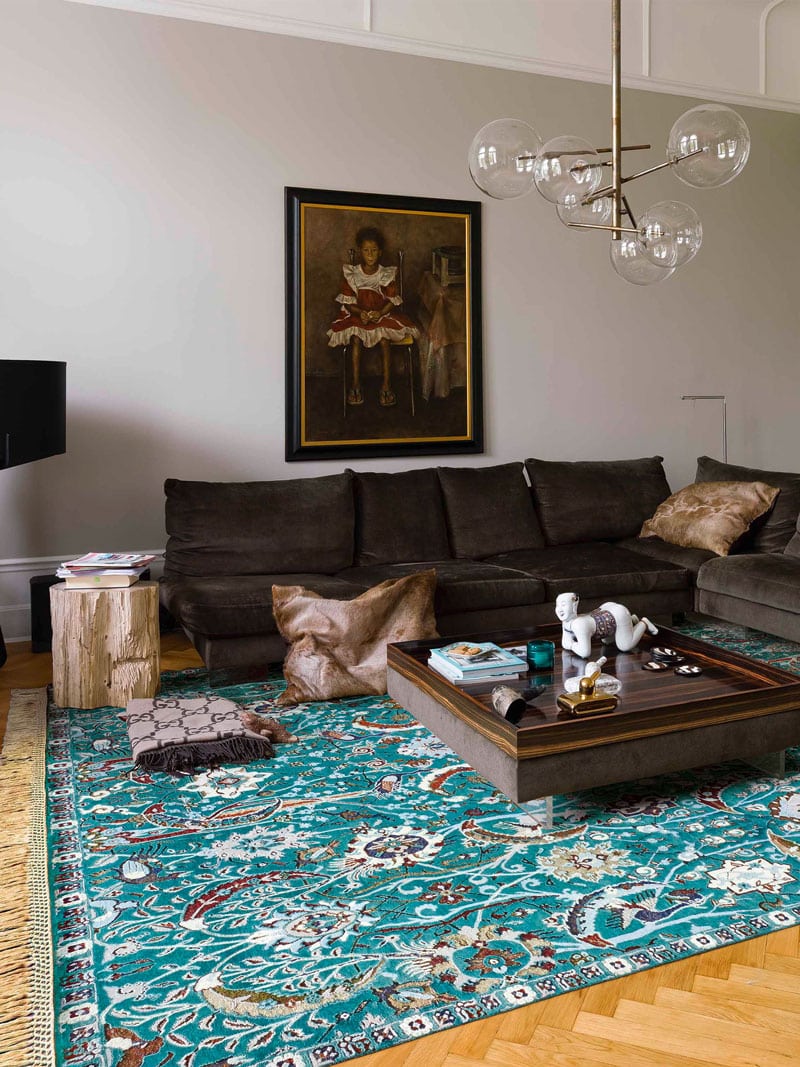 Kerman groen handgemaakt luxe vloerkleed