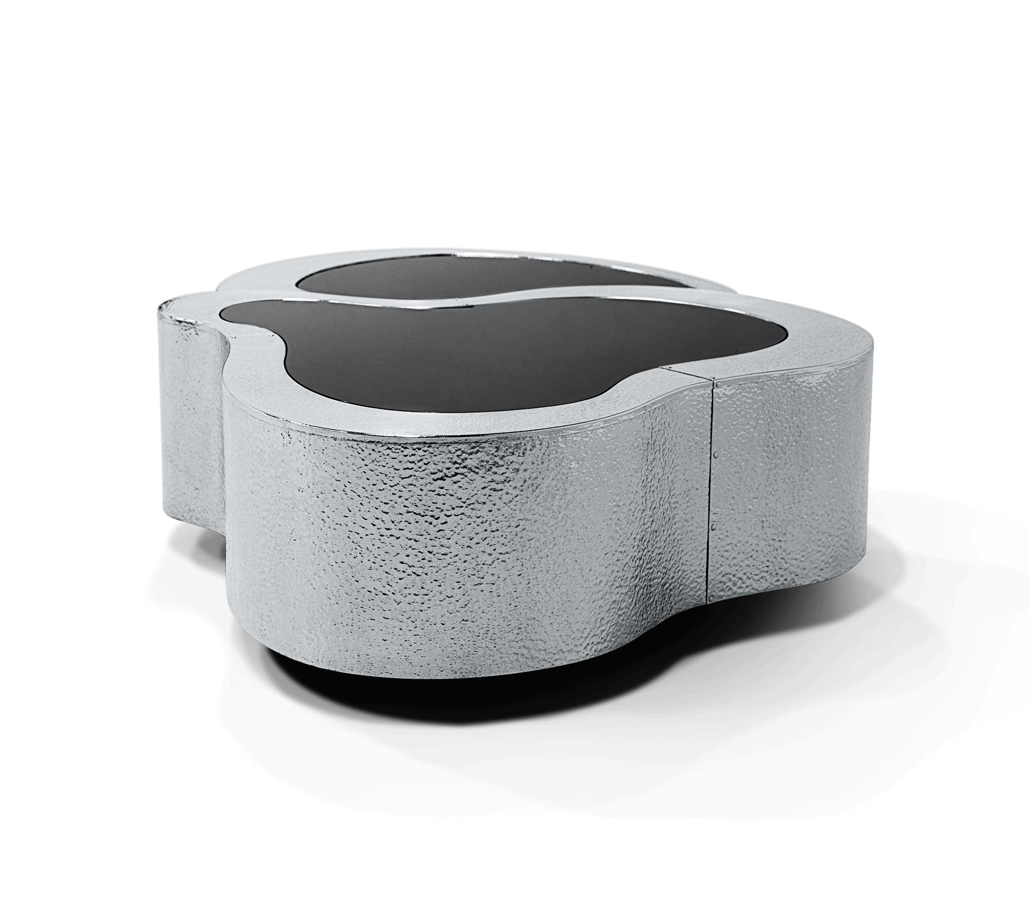 Ensemble de tables basses Crest en acier inox martelé