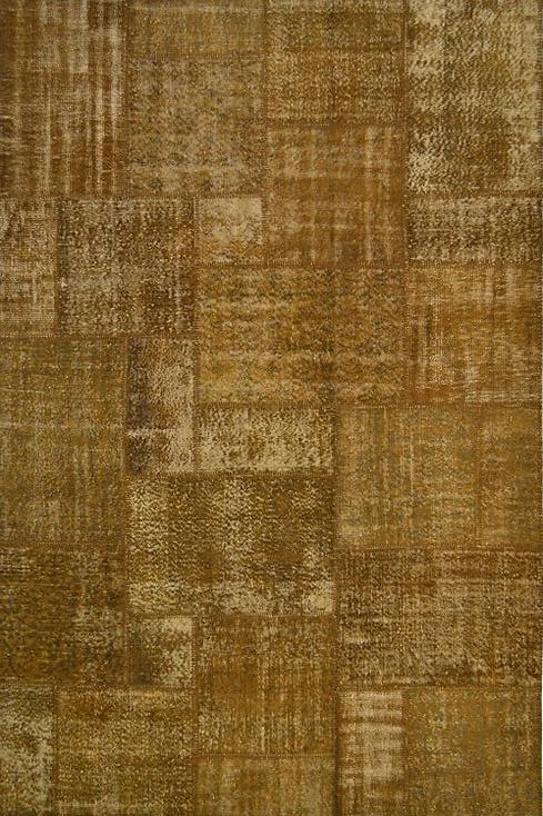 Caramel brown patchwork vloerkleed