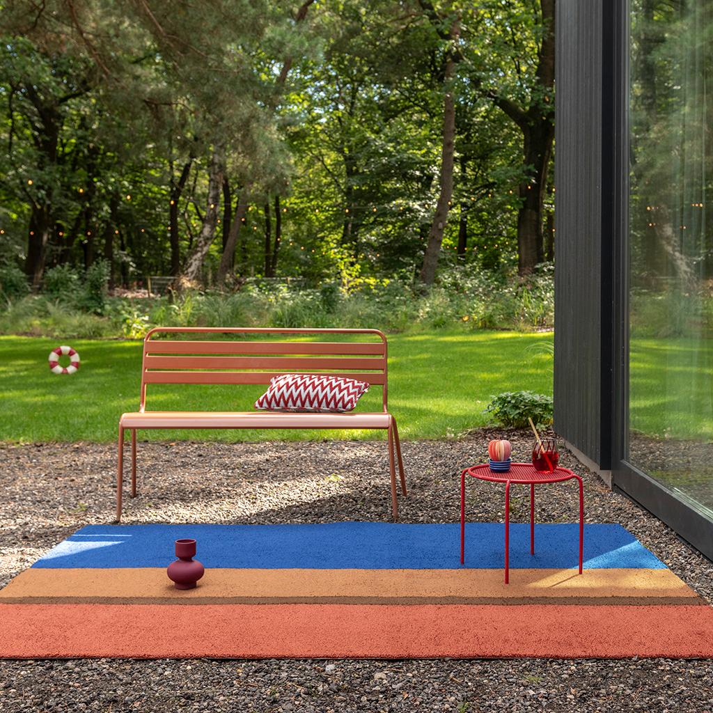 Festival streep blauw outdoor tapijt | Maat: 140 × 200 cm