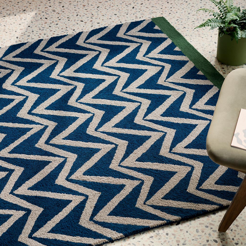 Dhurrie blauw outdoor vloerkleed